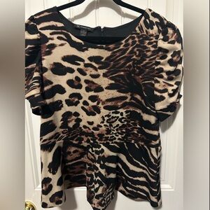 INC animal print peplum top.